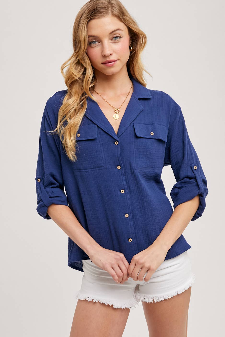 Navy Button Up 