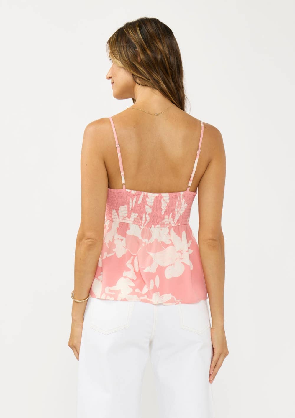 Spaghetti Strap Pintuck Button Front Top