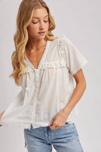 Load image into Gallery viewer, Lace Trimmed Button Down V-Neck Top
