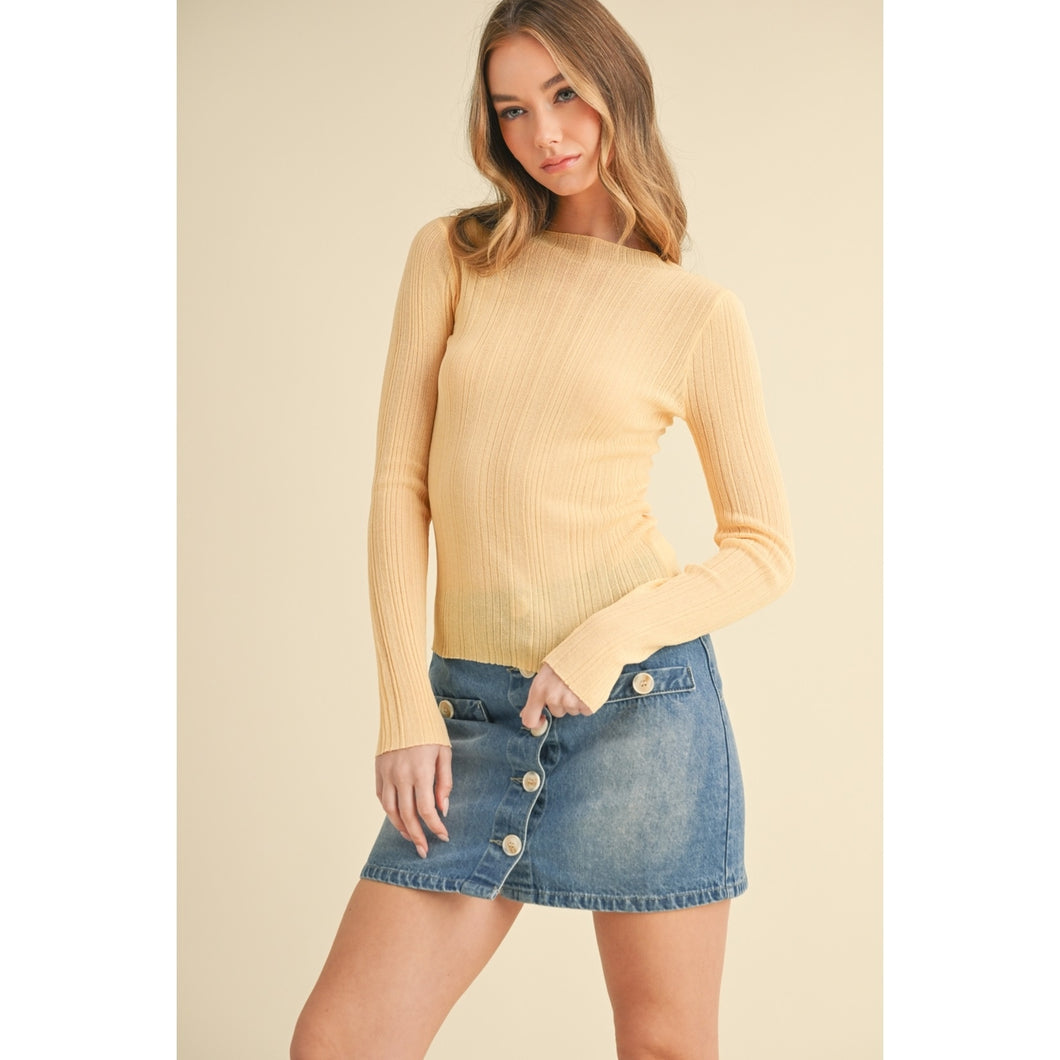 Sheer Boat Neck Long Sleeve