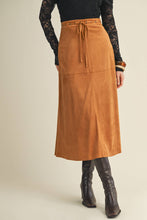 Load image into Gallery viewer, Drawstring Suede A-Line Skirt
