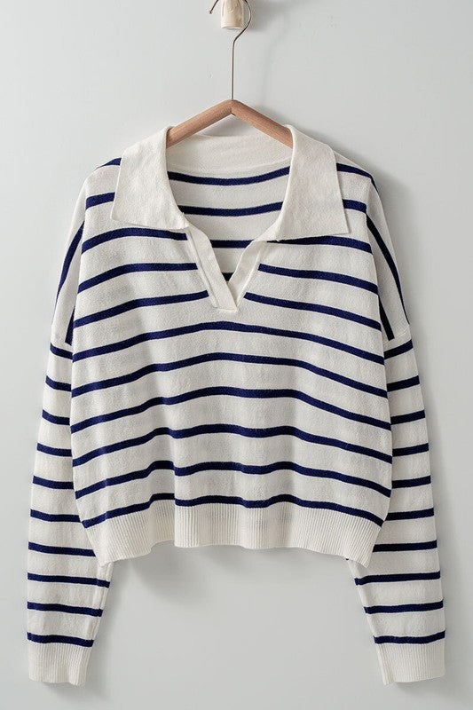 Striped Polo Sweater