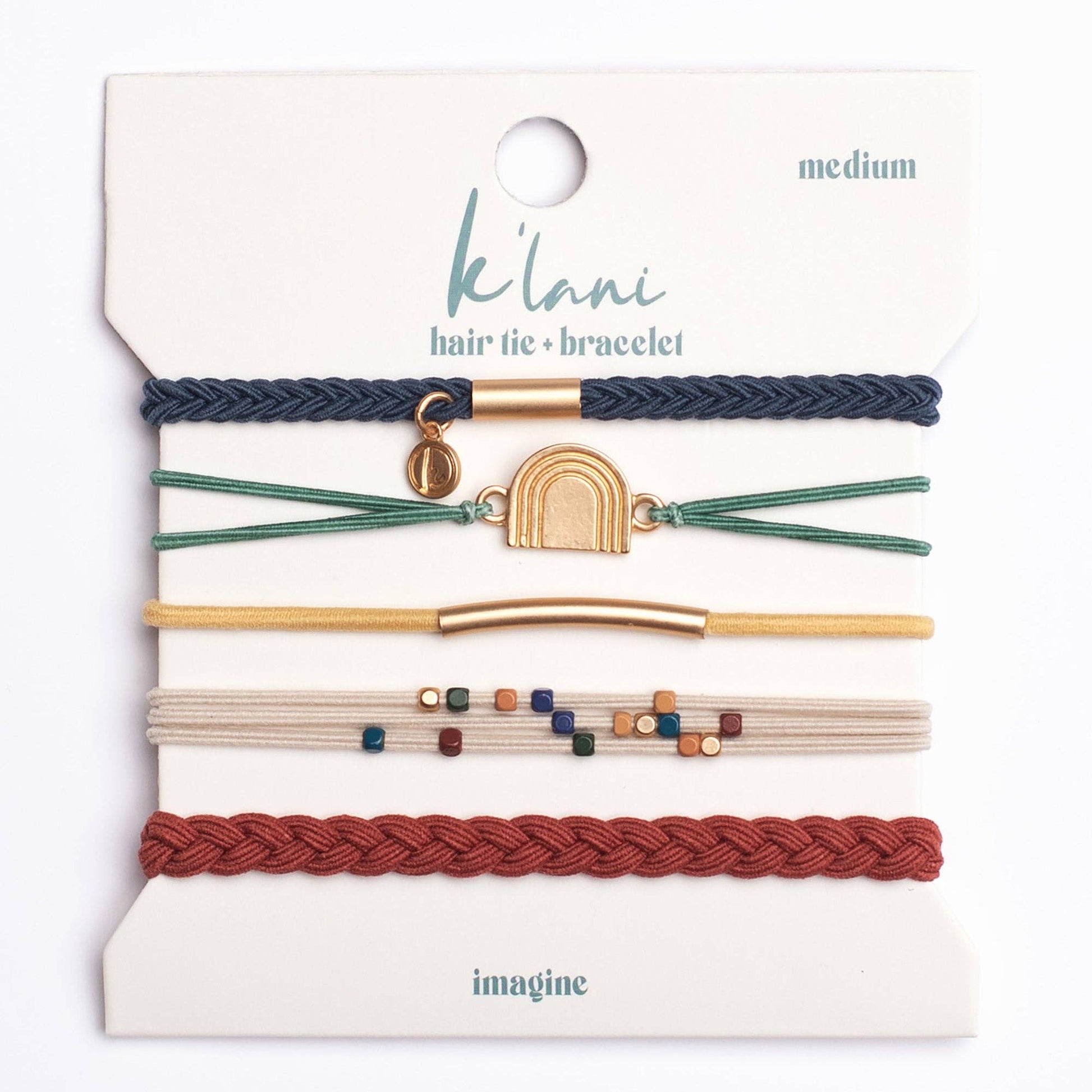 "Imagine" Gold Rainbow Themed Hair Tie Bracelets 
