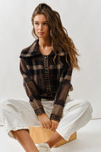 Load image into Gallery viewer, Plaid Button Up Cropped Coat Mustard Seed
