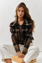 Load image into Gallery viewer, Plaid Button Up Cropped Coat Mustard Seed
