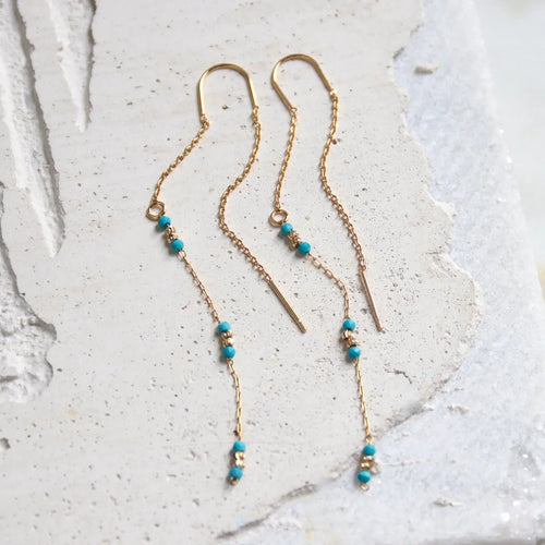 Turquoise Beaded Threader Earrings mesa blue